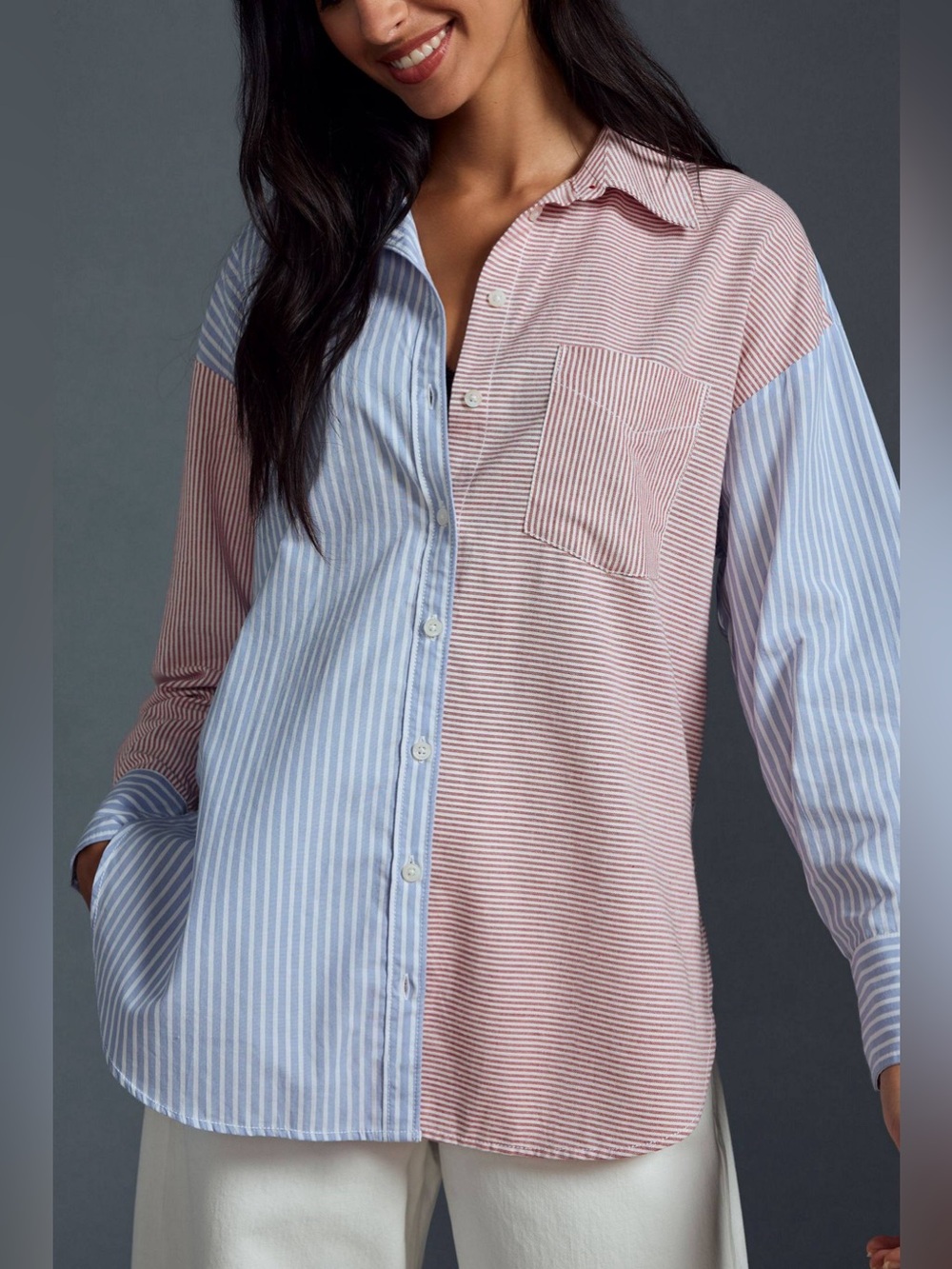 Anthropologie Maeve Oversized Striped Button Up – Size Small